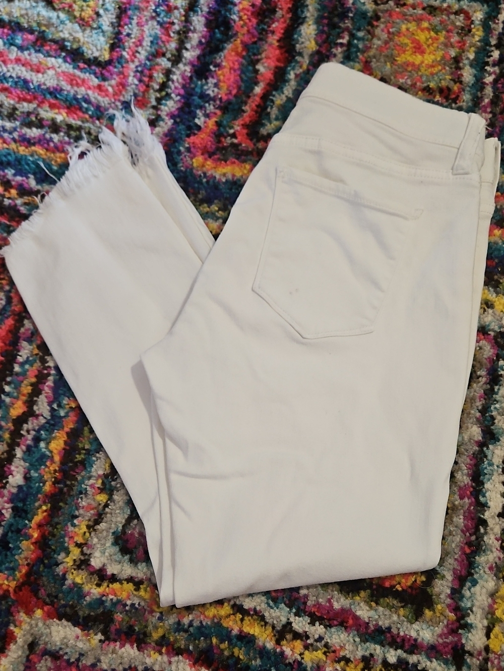 Cello White Ankle Crop Frayed Hem Jeans
